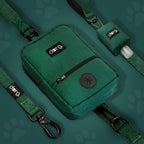 dorg leash with waste pouch, hand sanitizer, and carabiner #deep-teal