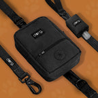 dorg leash with waste pouch, hand sanitizer, and carabiner #black