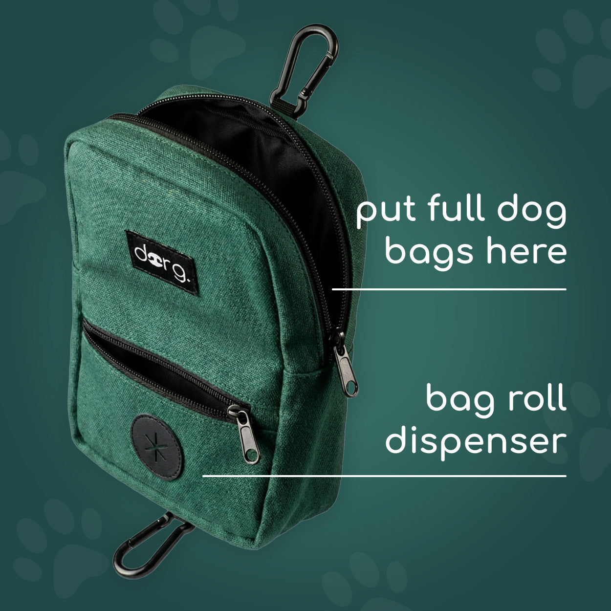 waste pouch with used dog bag storage and bag dispenser #deep-teal